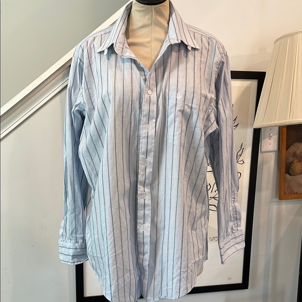 Christian Dior Blue and White Casual Button Down Shirt